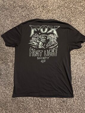 Fox Black Short Sleeve Tee with Small Grey Logo Left Chest
